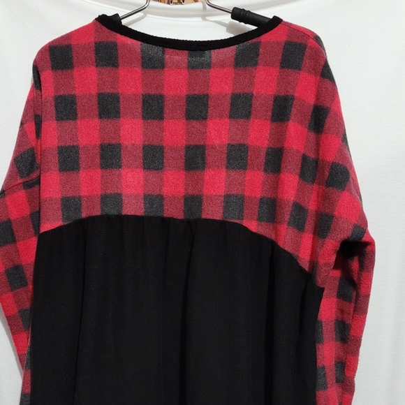 ces femme long sleeve buffalo check waffle thermal flowly bottom hem - Picture 3 of 14